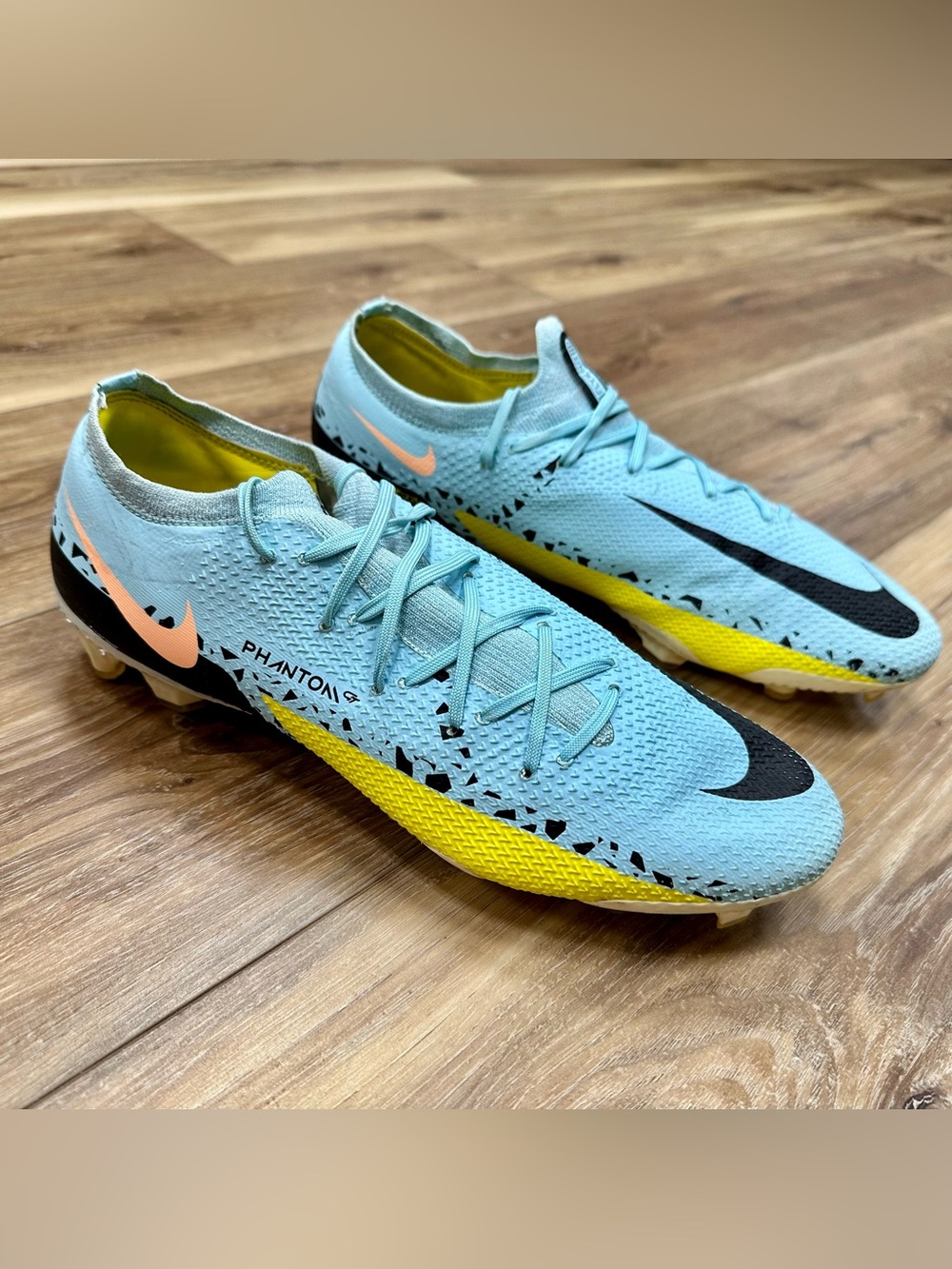 Nike Phantom GT2 Pro FG Soccer Cleats DA4432-407, Glacier Ice Black, Men's 9
